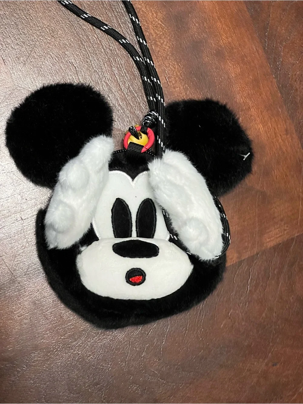 Kids Plush Character Crossbody Bag Mickey Mouse Peekaboo - Black & White